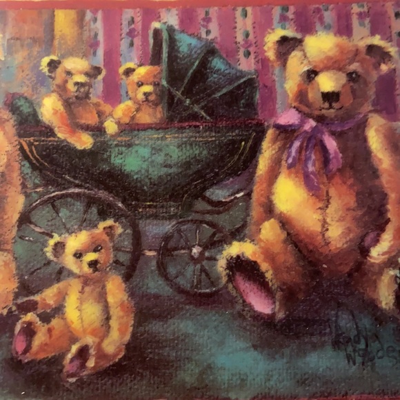 Vintage Teddy Bear family Plastic Serving Display Tray Rectangular melamine 90s - Picture 10 of 10